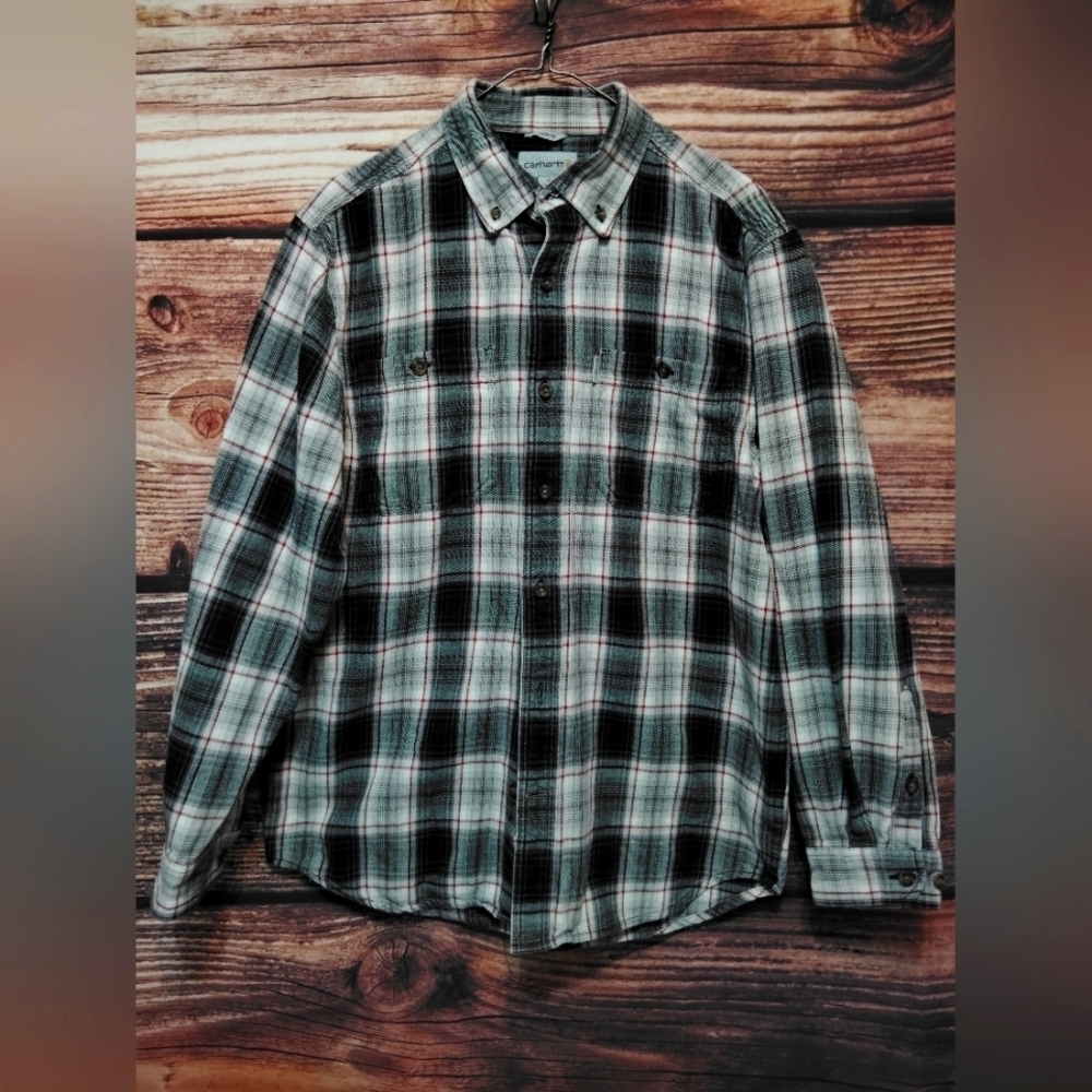 Carhartt Black and White Casual Button Down Men's Shirt! Size Medium